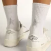 White socks with crystal star on the back