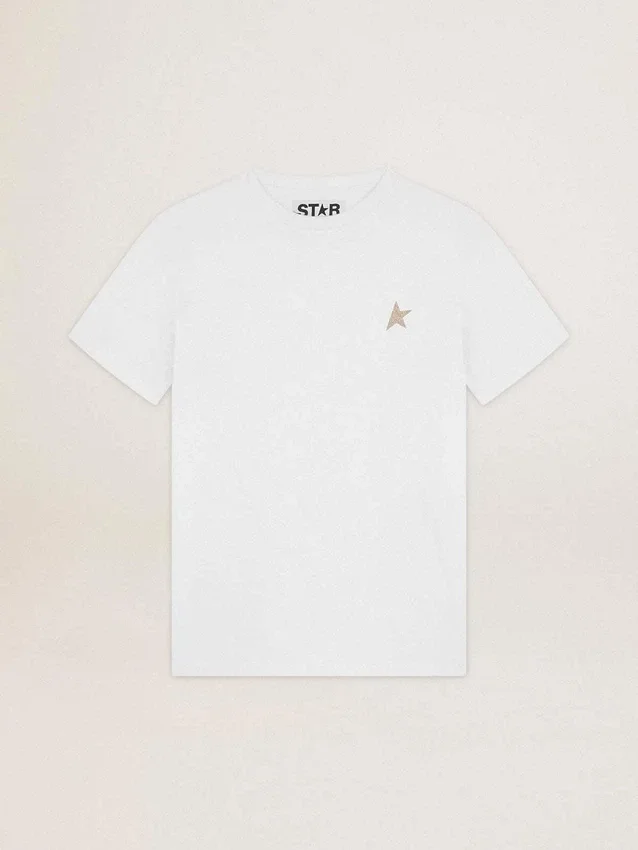 White Star Collection T-shirt with star in gold glitter on the front