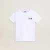 White T-shirt with contrasting black logo and star