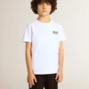 White T-shirt with contrasting black logo and star