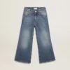 Wide-leg jeans in mid-blue bull denim