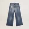 Wide-leg jeans in mid-blue bull denim