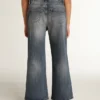 Wide-leg jeans in mid-blue bull denim