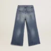 Wide-leg jeans in mid-blue bull denim