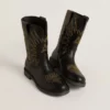 Wish Junior boots in black leather with yellow star embroidery