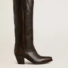 Wish Star boots in dark brown leather with tone-on-tone embroidered star