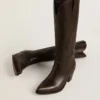 Wish Star boots in dark brown leather with tone-on-tone embroidered star