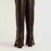 Wish Star boots in dark brown leather with tone-on-tone embroidered star