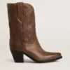 Wish Star boots in dove-gray leather with tone-on-tone inlay details