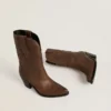 Wish Star boots in dove-gray leather with tone-on-tone inlay details
