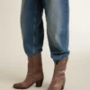 Wish Star boots in dove-gray leather with tone-on-tone inlay details