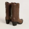 Wish Star boots in dove-gray leather with tone-on-tone inlay details