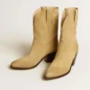 Wish Star low boots in sand-colored waxed suede with star embroidery