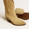 Wish Star low boots in sand-colored waxed suede with star embroidery