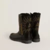 Wish Young boots in black leather with yellow star embroidery