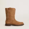 Wish Young boots in camel suede with star embroidery