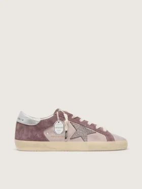 Woman's Super-Star in pale pink suede with suede star and platinum heel tab