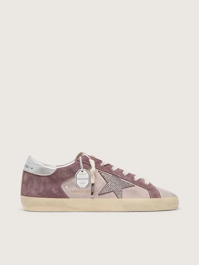 Woman's Super-Star in pale pink suede with suede star and platinum heel tab