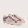 Woman's Super-Star in pale pink suede with suede star and platinum heel tab