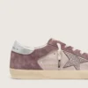 Woman's Super-Star in pale pink suede with suede star and platinum heel tab