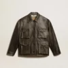 Women's aged brown nappa leather jacket