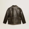 Women's aged brown nappa leather jacket
