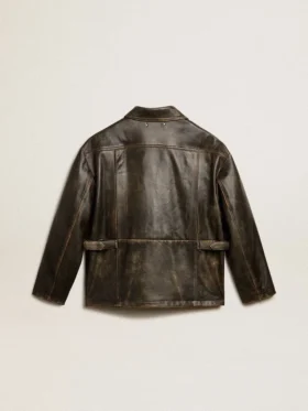 Women’s aged brown nappa leather jacket