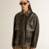 Women's aged brown nappa leather jacket