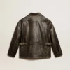 Women's aged brown nappa leather jacket