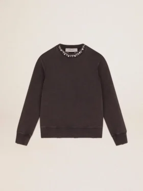 Women's anthracite gray sweatshirt with crystals