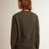 Women's anthracite gray sweatshirt with crystals