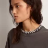 Women's anthracite gray T-shirt with crystals