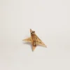 Women's antique gold-colored brooch with decorative crystals