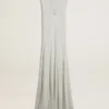Women’s baby blue dress with vertical striped pattern