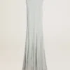 Women’s baby blue dress with vertical striped pattern