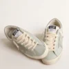 Women’s baby-blue nappa Super-Star with grey leather star and heel tab