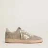 Women's Ball Star in beige suede with gold metallic leather star and bead lettering