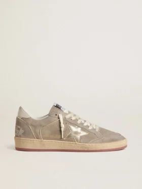 Women's Ball Star in beige suede with gold metallic leather star and bead lettering