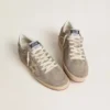 Women's Ball Star in beige suede with gold metallic leather star and bead lettering