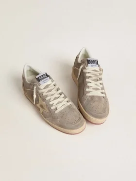 Women’s Ball Star in beige suede with gold metallic leather star and bead lettering