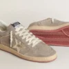 Women's Ball Star in beige suede with gold metallic leather star and bead lettering