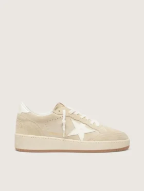 Women's Ball Star in beige suede with white leather star and heel tab