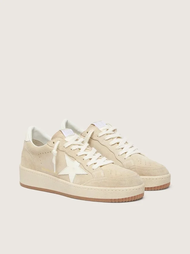 Women's Ball Star in beige suede with white leather star and heel tab