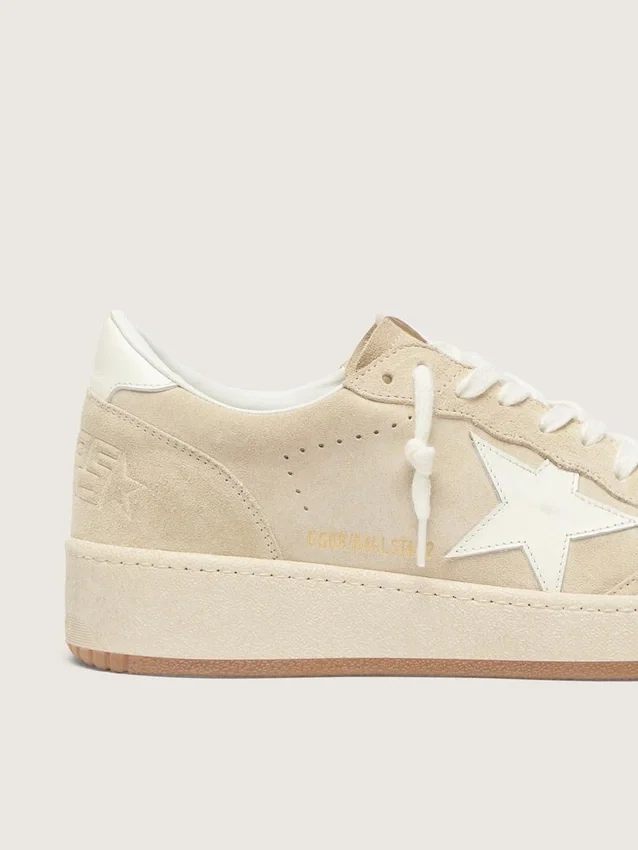 Women's Ball Star in beige suede with white leather star and heel tab