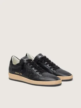 Women’s Ball Star in black nappa with black glitter star and suede heel tab