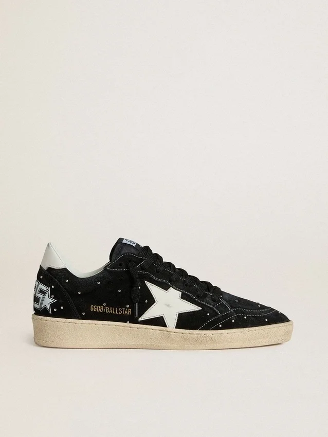 Women's Ball Star in black suede with studs and white leather star