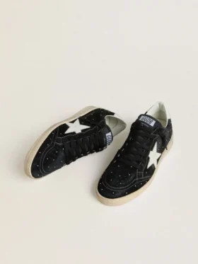 Women’s Ball Star in black suede with studs and white leather star