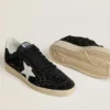 Women's Ball Star in black suede with studs and white leather star