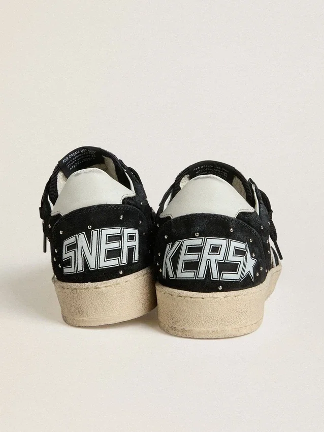 Women's Ball Star in black suede with studs and white leather star