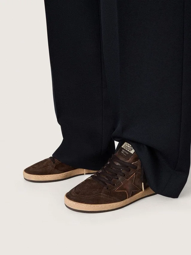Women's Ball Star in brown suede with brown leather star and heel tab